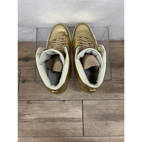 Nike Dunk Sky Hi Wedge Sneakers Gold Metallic High Top Shoes Size? - Picture 9 of 11